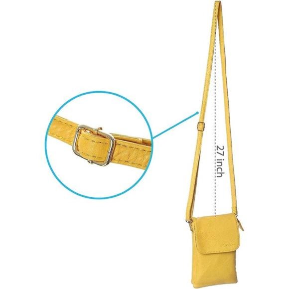 Roomy Pockets Small Crossbody Bags Cell Phone Wallet Mustard Yellow - Picture 6 of 7